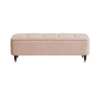 Pouf rectangulaire en velours avec rangement, pour salon et chambre à coucher, repose-pieds rose pâle (60 cm) - Décoration d'intérieur élégante et mobilier fonctionnel