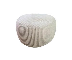 Pouf Relaxdays, Cord, H x P : 25 x 35 cm, Rembourrage en polystyrène, Coussin de Sol Rond, Tabouret, Pouf, Beige