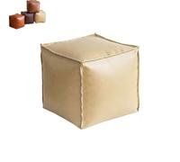 Pouf rembourré, Coussin Non rembourré, 40 cm, Repose-Pieds décoratif, Cube, en Cuir, idéal for Le Salon ou la Chambre à Coucher.(Beige)