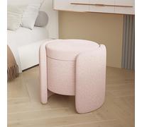 Pouf rembourré en boucle avec couvercle de rangement, tabouret de maquillage en tissu Teddy pour salon, chambre à coucher
