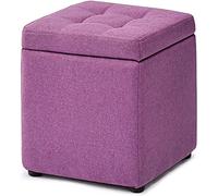 Pouf rembourré en Tissu Violet 30 cm - Repose-Pieds Compact avec Couvercle à charnière pour Le Rangement - Petit Repose-Pieds pour Salon et dortoir, décoration d'intérieur élégante