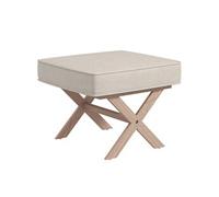 HOMCOM Repose Pied Salon Ottoman Pouf Salon Tabouret de canapé rectangulaire en Tissu avec siège rembourré, Pieds en Bois d'hévéa pour Chambre à Coucher, Salon - Beige