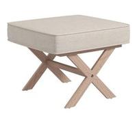 HOMCOM Repose Pied Salon Ottoman Pouf Salon Tabouret de canapé rectangulaire en Tissu avec siège rembourré, Pieds en Bois d'hévéa pour Chambre à Coucher, Salon - Beige