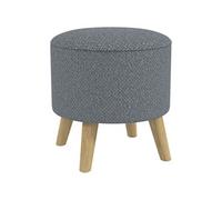 HOMCOM Pouf Rond Repose-Pieds Tabouret avec Coffre de Rangement Pieds en Bois Design Moderne, Gris