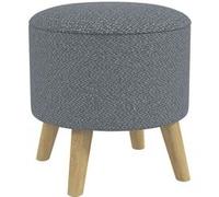 Pouf repose-pied tabouret avec coffre de rangement - pieds bois tissu aspect lin gris