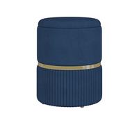 HomCom Pouf design repose-pied avec coffre de rangement velours côtelé acier brossé doré Bleu foncé