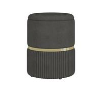 HomCom – Pouf tabouret de rangement design – Coffre, velours côtelé, acier brossé doré – Gris