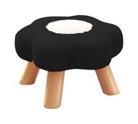 Pouf Repose-Pieds Confortable en Forme de Fleur, Petit Tabouret Ottoman Multifonctionnel, Tabouret à Langer, Housse de Siège Amovible, Convient pour Chambre, Salon, Porche(Black)
