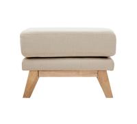 Pouf repose-pieds déhoussable en tissu beige et bois clair oslo