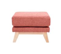 Pouf repose-pieds déhoussable scandinave en tissu effet velours texturé terracotta et bois clair OSLO