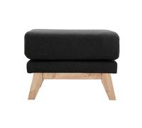 Pouf repose-pieds déhoussable scandinave en tissu gris foncé et bois clair OSLO