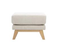 Pouf repose-pieds déhoussable scandinave en tissu velours côtelé beige et bois clair OSLO