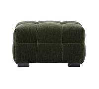 Pouf repose-pieds design en tissu effet velours vert kaki CORTO