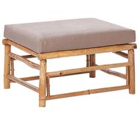 Pouf Repose-Pieds en Bambou Rembourré avec Coussin Meuble d'Extérieur Taupe