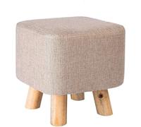 Pouf, Repose-Pieds en Bois, Repose-Pieds Ottoman, Repose-Pieds Carrés, Coussin en Bois à 4 Pattes, Tissu Lavable Amovible, Petit Banc, Chambre à Coucher, Salon, Bal, Brown, 3D x 2W x 1H cm
