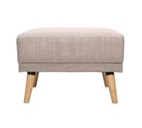 Pouf repose-pieds scandinave en tissu beige et bois clair ULLA