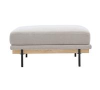 Pouf repose pieds en tissu chenille beige et métal noir TODD