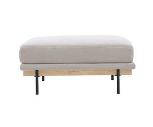 Pouf repose pieds en tissu chenille beige et métal noir TODD