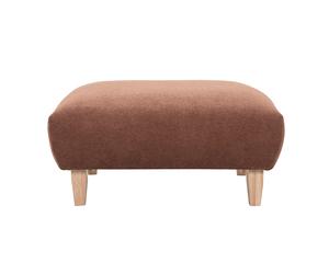 Pouf repose-pieds en tissu chenille terre brûlée et bois clair L75 cm BASTILLE