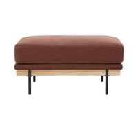Pouf repose pieds en tissu chenille terre brûlée et métal noir TODD