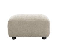 Pouf repose pieds en tissu effet velours texturé beige JOYA