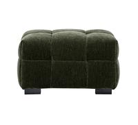 Pouf repose-pieds en tissu effet velours vert kaki corto
