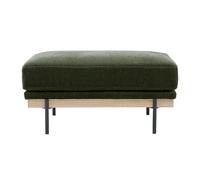 Pouf repose pieds en tissu effet velours vert kaki et métal noir TODD