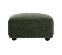 Pouf repose pieds en tissu effet velours vert kaki JOYA