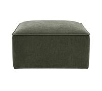 Pouf repose pieds en tissu effet velours vert kaki KERRY