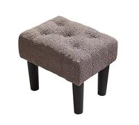 Pouf Repose-Pieds en Tissu Teddy, Tabouret Bas Rembourré, Assise d’Appoint pour Entrée, Salon et Maison(Gray)