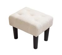 Pouf Repose-Pieds en Tissu Teddy, Tabouret Bas Rembourré, Assise d’Appoint pour Entrée, Salon et Maison(White)