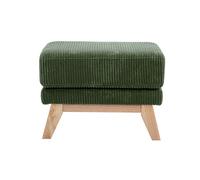 Pouf repose-pieds en tissu velours côtelé vert kaki et bois clair oslo