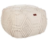 Pouf Repose-Pieds Moderne en Laine 60 x 60 x 40 cm Tissé à la Main Beige Choim