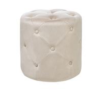 Pouf Repose-Pieds Moderne en Velours 40 cm Décoratif Rond Capitonné Beige Coroll