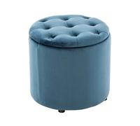 Pouf repose-pieds Pantin en velours avec espace de rangement , Bleu