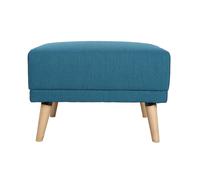 Miliboo Pouf Repose-Pieds scandinave en Tissu Bleu Canard et Bois Clair Ulla