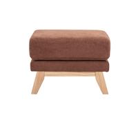 Pouf repose-pieds scandinave en tissu chenille terre brûlée et bois clair OSLO