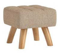 HomCom Pouf repose-pieds nordique – piètement bois incliné, assise effet capitonné, marron clair