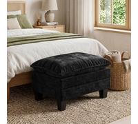 Pouf Repose-Pieds, Tabouret Coiffeuse en Chenille, Max 150kg, Vert Émeraude