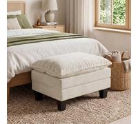 Pouf Repose-Pieds, Tabouret de Coiffeuse en Chenille, Max 150kg, Beige