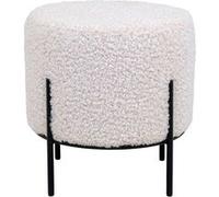 Pouf rond 35,5x37 cm en tissu effet peau d'agneau Bois G