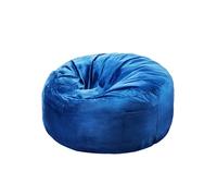 Pouf Rond 89 cm avec Housse Amovible et Velours Hollandais Bleu Chambre