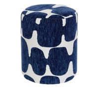 Pouf rond à motifs DELOR bleu et blanc D36cm - Atmosphera Créateur d'intérieur
