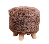 Pouf Rond avec Coffre de Rangement pour Chaussures et Commode, Pouf Moelleux avec Pieds en Bois, Petit Repose-Pieds Marron