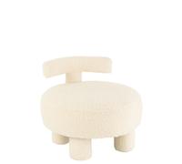 J-Line Pouf design avec dossier Bouclette 52 cm Blanc