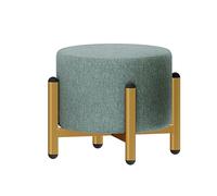 Pouf rond avec pieds en métal doré, repose-pieds moderne, housse amovible et lavable, chaise de coiffeuse ou repose-pieds multi-usage