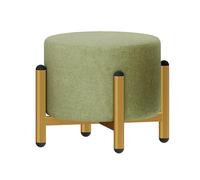Pouf rond avec pieds en métal doré, repose-pieds moderne, housse amovible et lavable, chaise de coiffeuse ou repose-pieds multi-usage