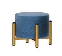 Pouf rond avec pieds en métal doré, repose-pieds moderne, housse amovible et lavable, chaise de coiffeuse ou repose-pieds multi-usage