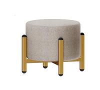 Pouf rond avec pieds en métal doré, repose-pieds moderne, housse amovible et lavable, chaise de coiffeuse ou repose-pieds multi-usage