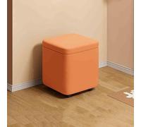 Pouf rond avec rangement, repose-pieds rembourré, tabouret de coiffeuse avec couvercle amovible, tabouret à langer, pouf en cuir, banc ottoman de rangement pour chambre à coucher, repose-pie